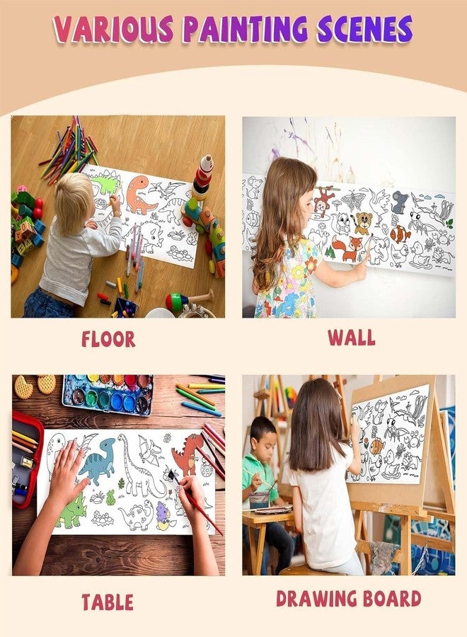 PANDANUS Drawing Paper Roll for Kids, 30x300 CM Large Poster Colouring for Markers Pencils Paints, Art Paper Crafts Sheet, Wall Floor Table Painting Colour Filling Paper, Design- Animal World Educational. A1 - Image 4